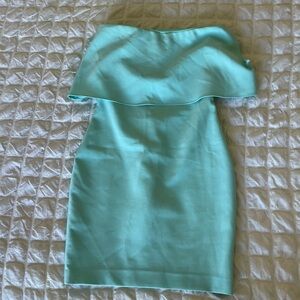 Likely ruffle Strapless Aqua Dress